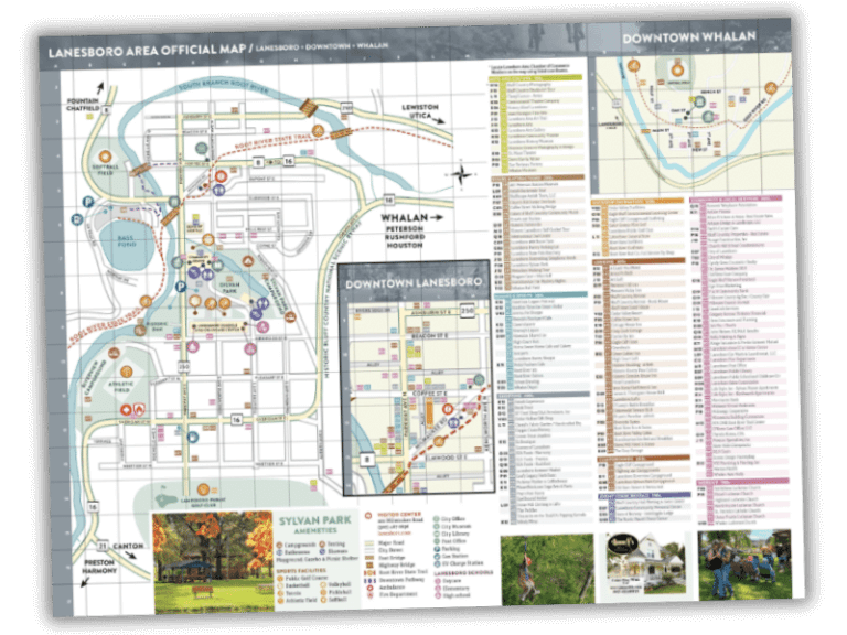 Visitor Guide & Area Map to Lanesboro & Whalan, Minnesota
