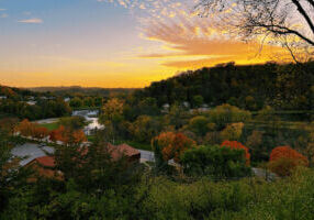 Fall colors overlooking Lanesboro from the Church Hill Overlook